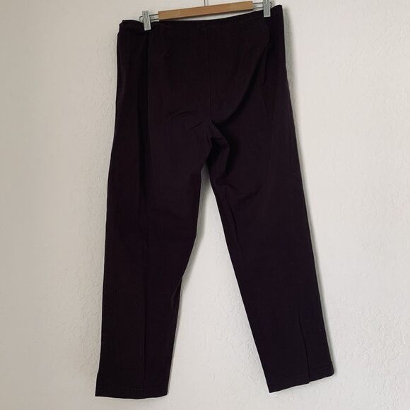 EILEEN FISHER Pants M Brown Stretch Organic Cotton Ankle Side Zip Minimalist - Picture 2 of 11